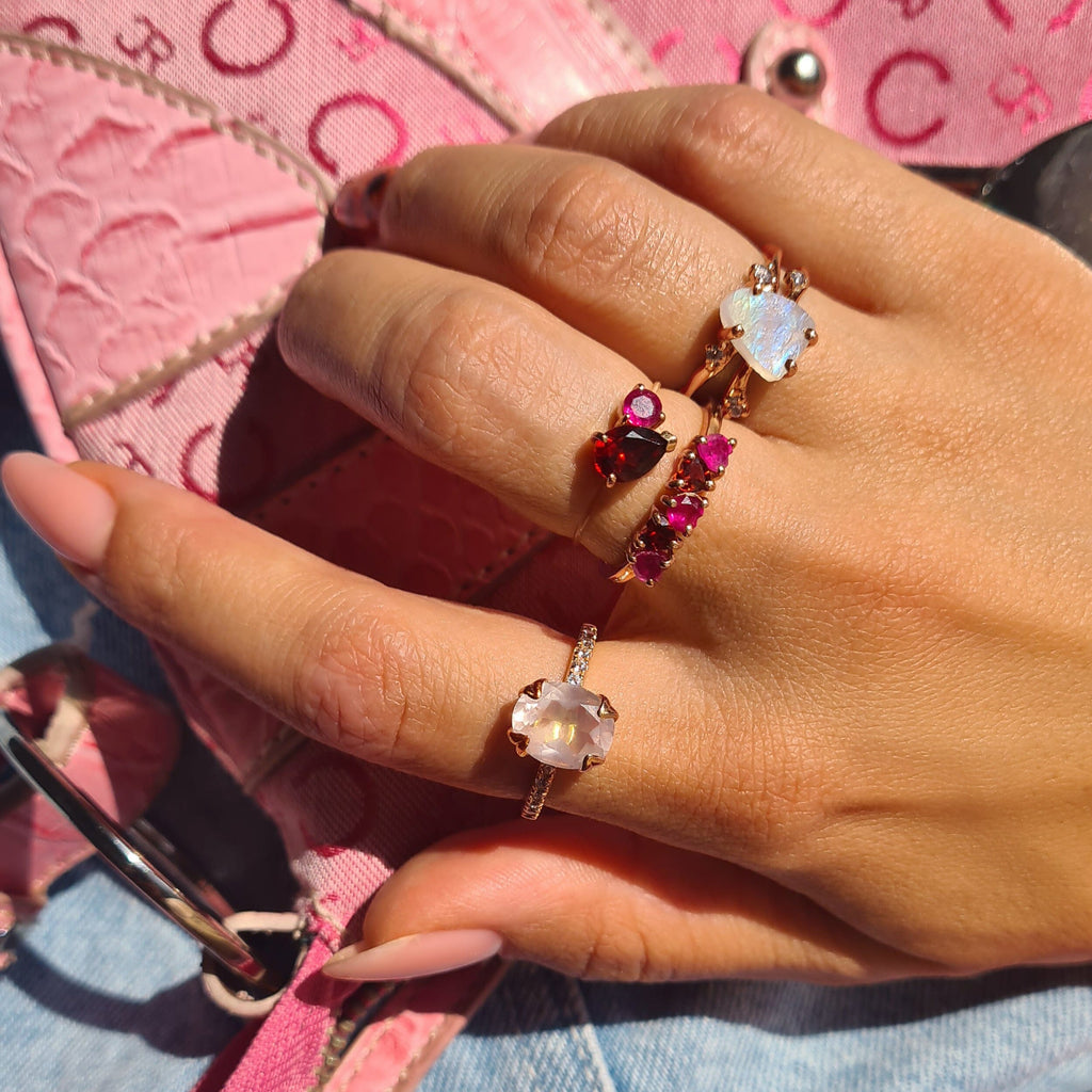 Moonstone Lab Diamond Ring - Flow