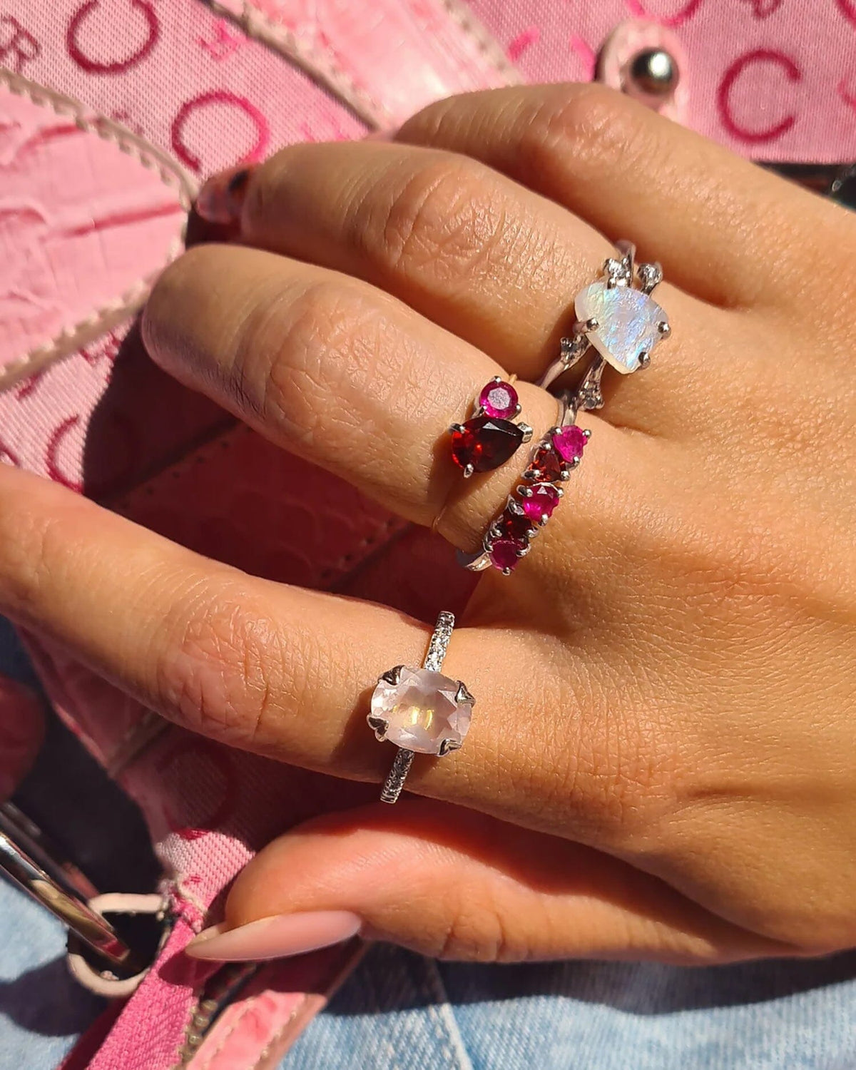 Moonstone Lab Diamond Ring - Flow