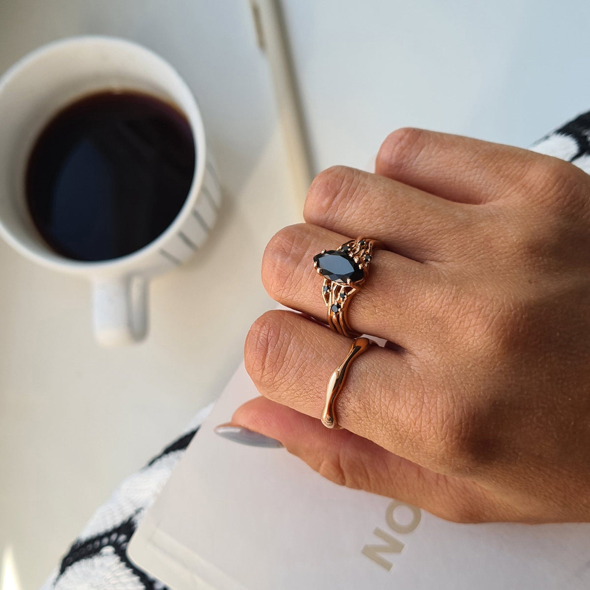 Black Obsidian Black Spinel Ring - Radiance