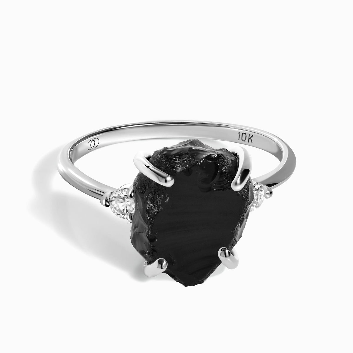 Black Obsidian Diamond Ring - Raw Allure