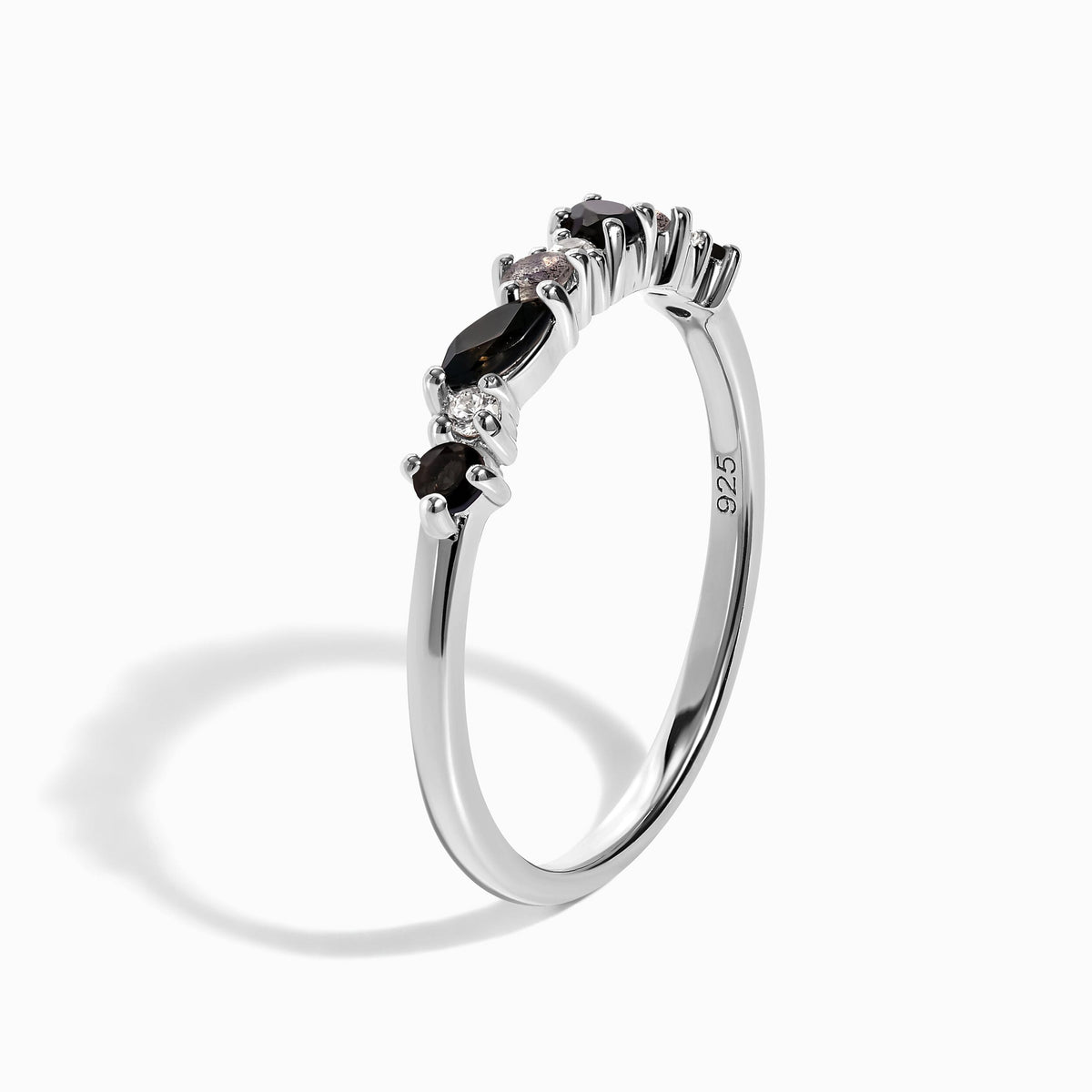 Black Obsidian White Zircon Ring - Grace
