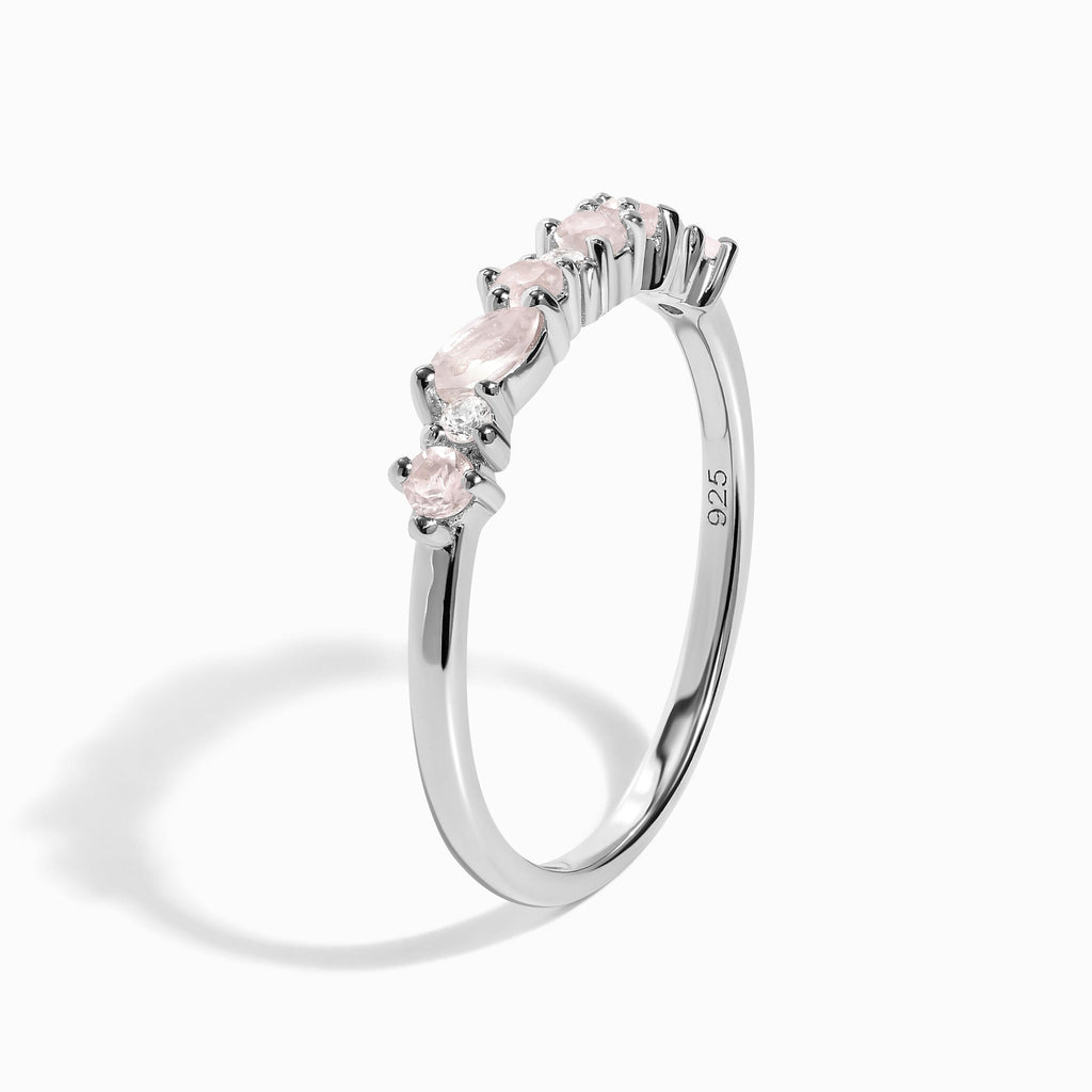 Rose Quartz White Zircon Ring - Grace