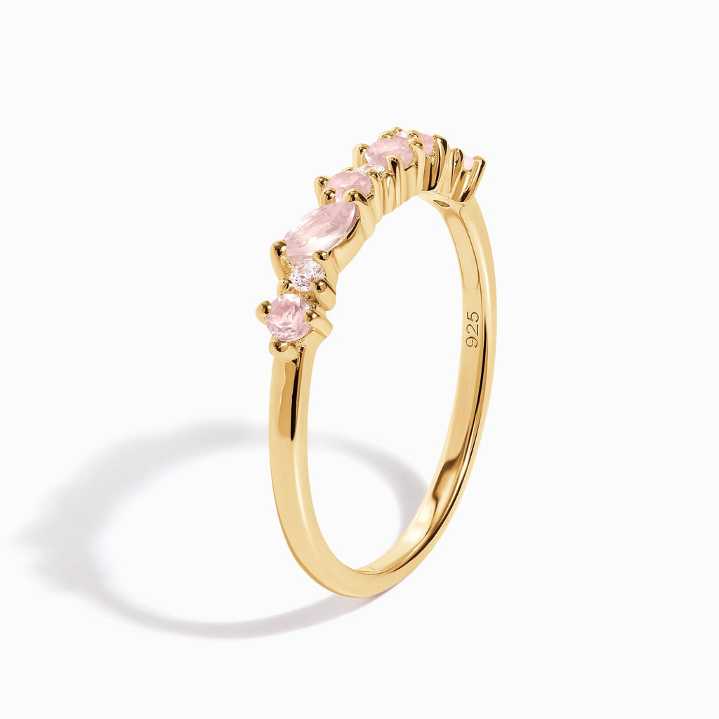 Rose Quartz White Zircon Ring - Grace