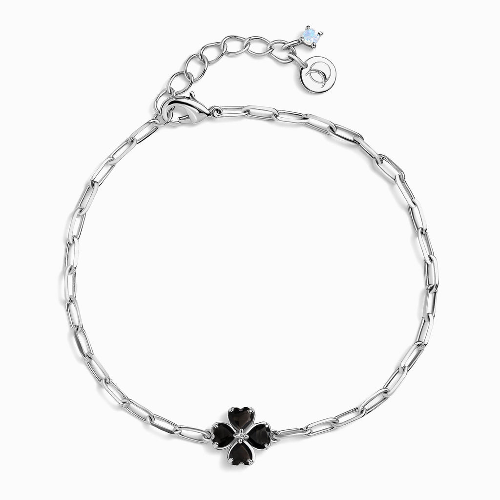 Shamrock Widelink Bracelet - Black Obsidian