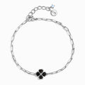 Shamrock Widelink Bracelet - Black Obsidian