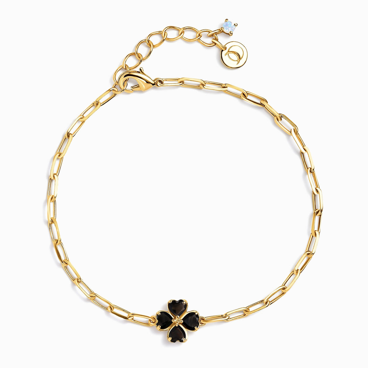 Shamrock Widelink Bracelet - Black Obsidian