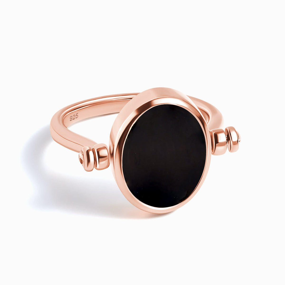 Black Onyx Mother of Pearl Fidget Ring - Spinning Enfolded