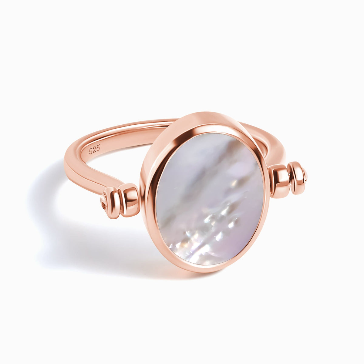 Black Onyx Mother of Pearl Fidget Ring - Spinning Enfolded