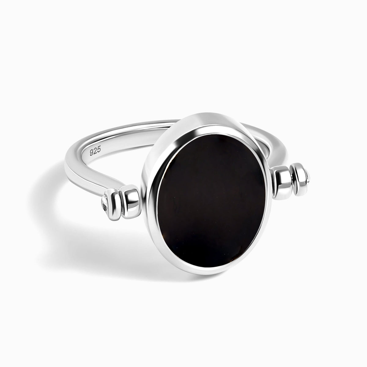Black Onyx Mother of Pearl Fidget Ring - Spinning Enfolded