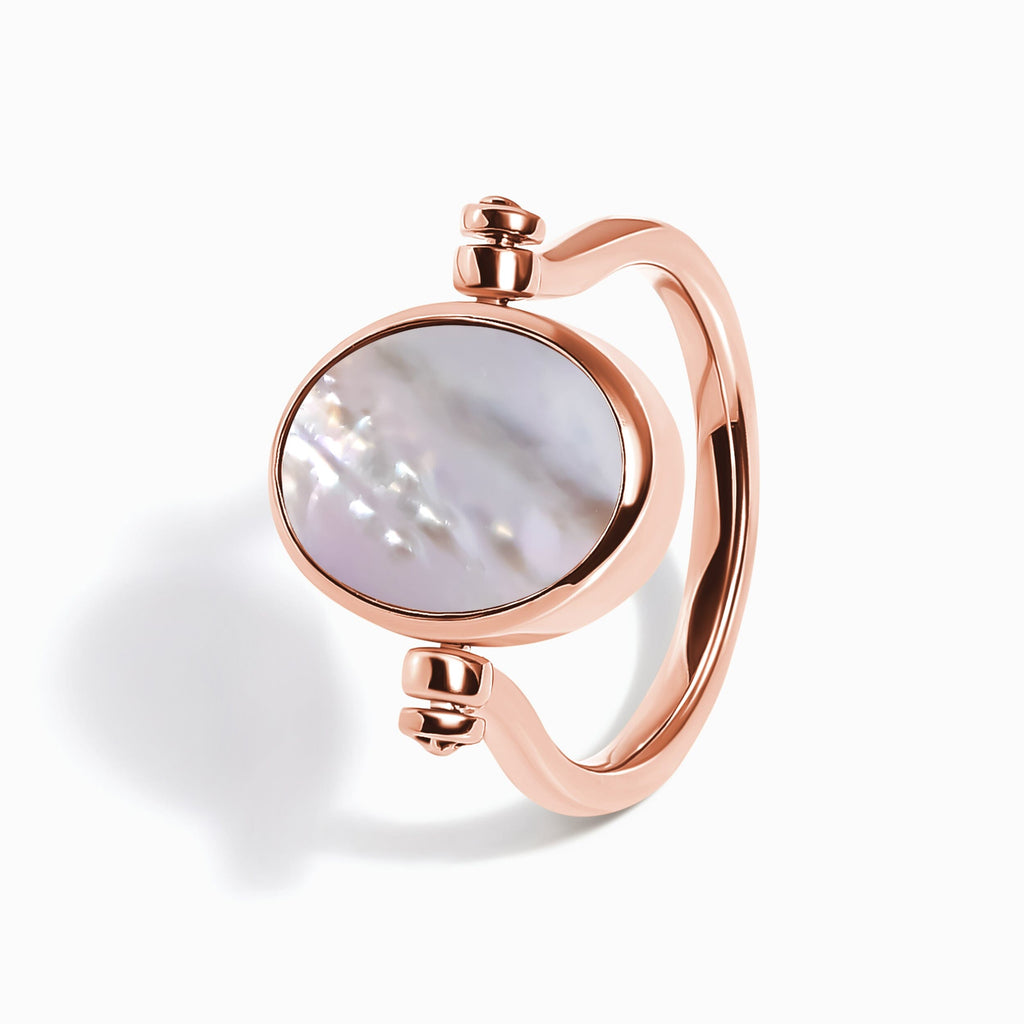 Black Onyx Mother of Pearl Fidget Ring - Spinning Enfolded