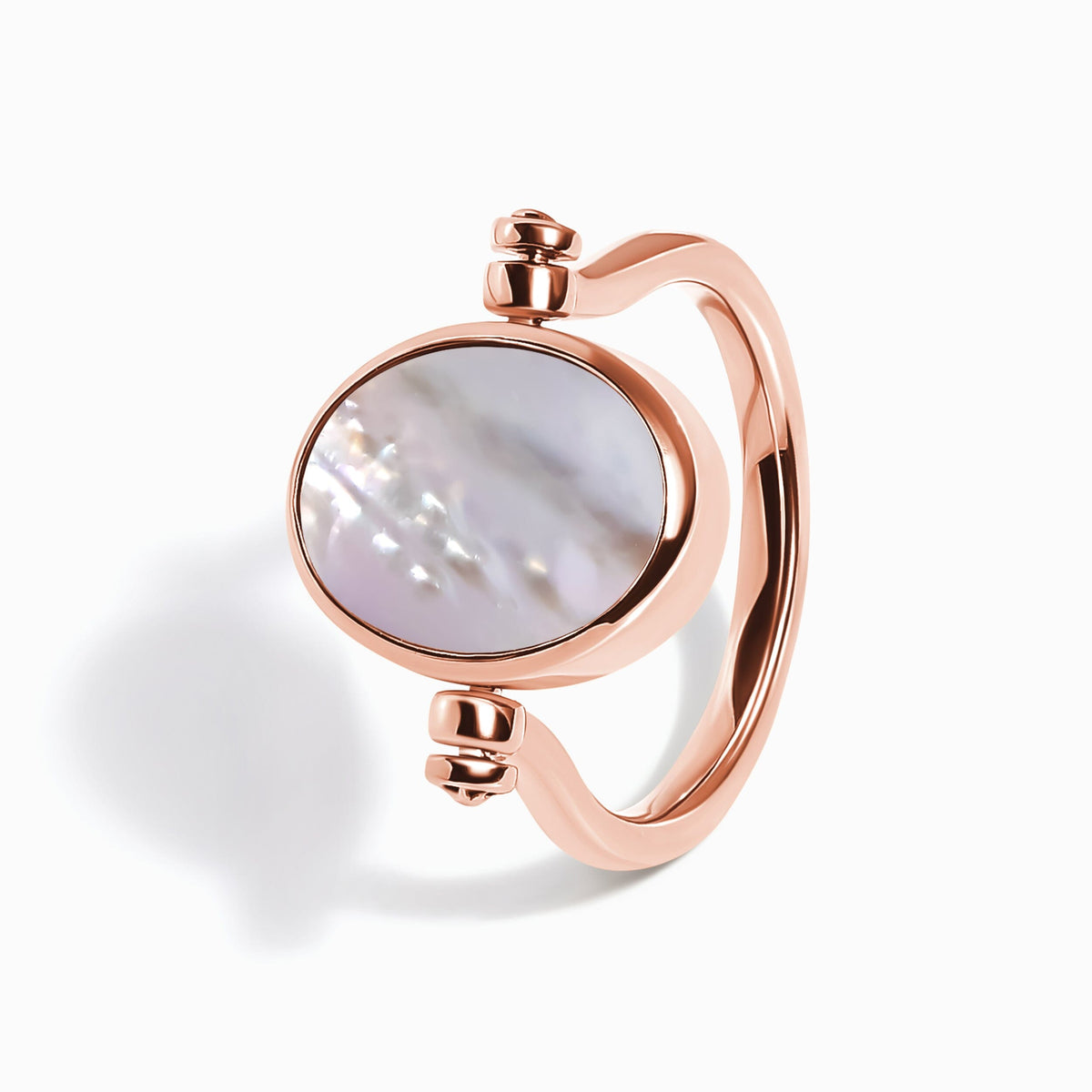 Black Onyx Mother of Pearl Fidget Ring - Spinning Enfolded
