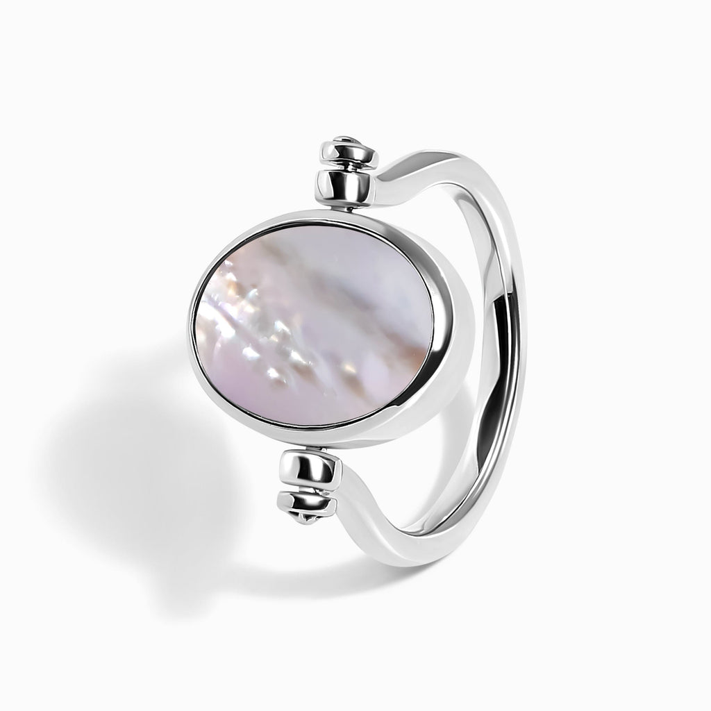 Black Onyx Mother of Pearl Fidget Ring - Spinning Enfolded