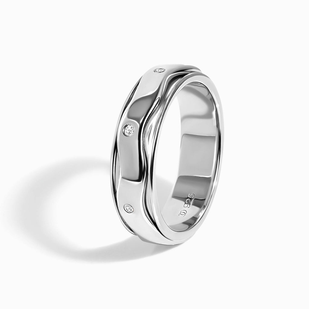 White Zircon Fidget Ring - Spinning Clarity
