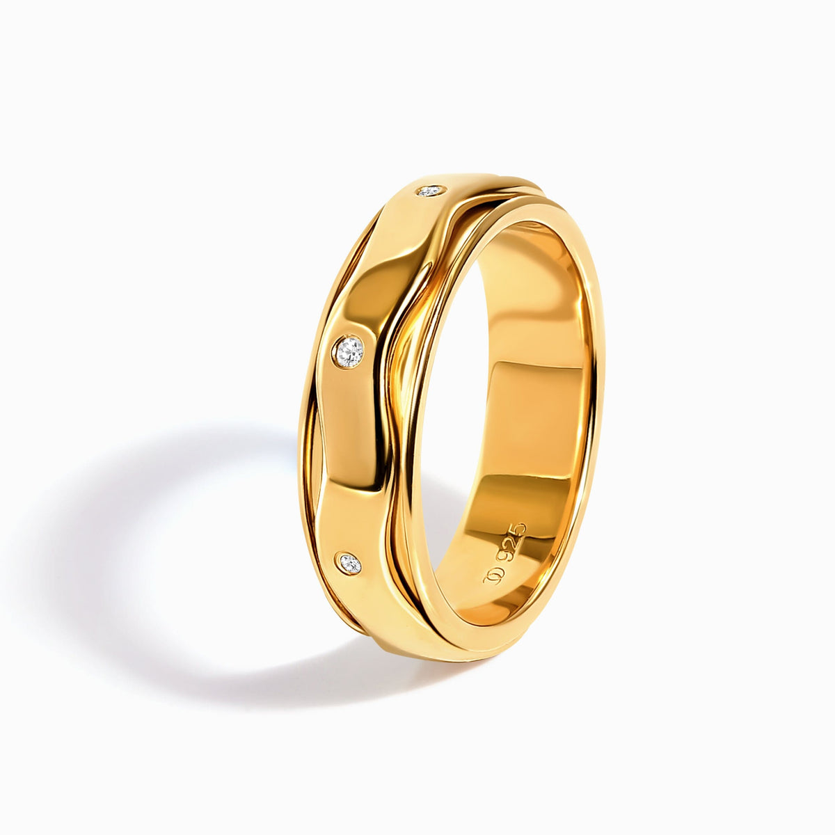 White Zircon Fidget Ring - Spinning Clarity