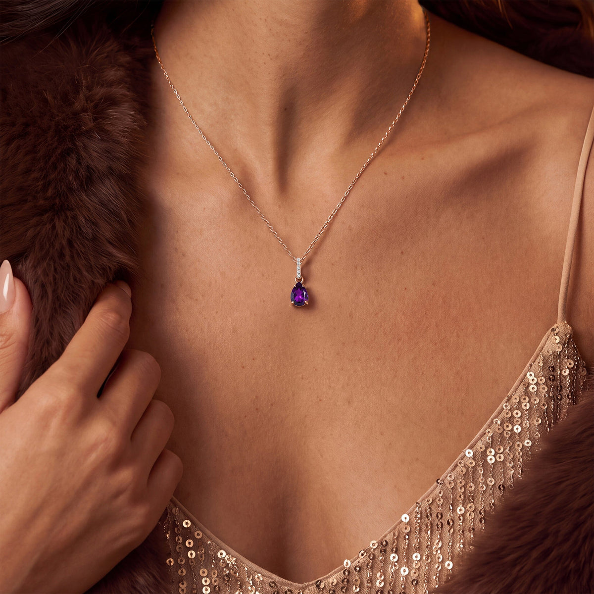 Amethyst Necklace Sway - February Birthstone