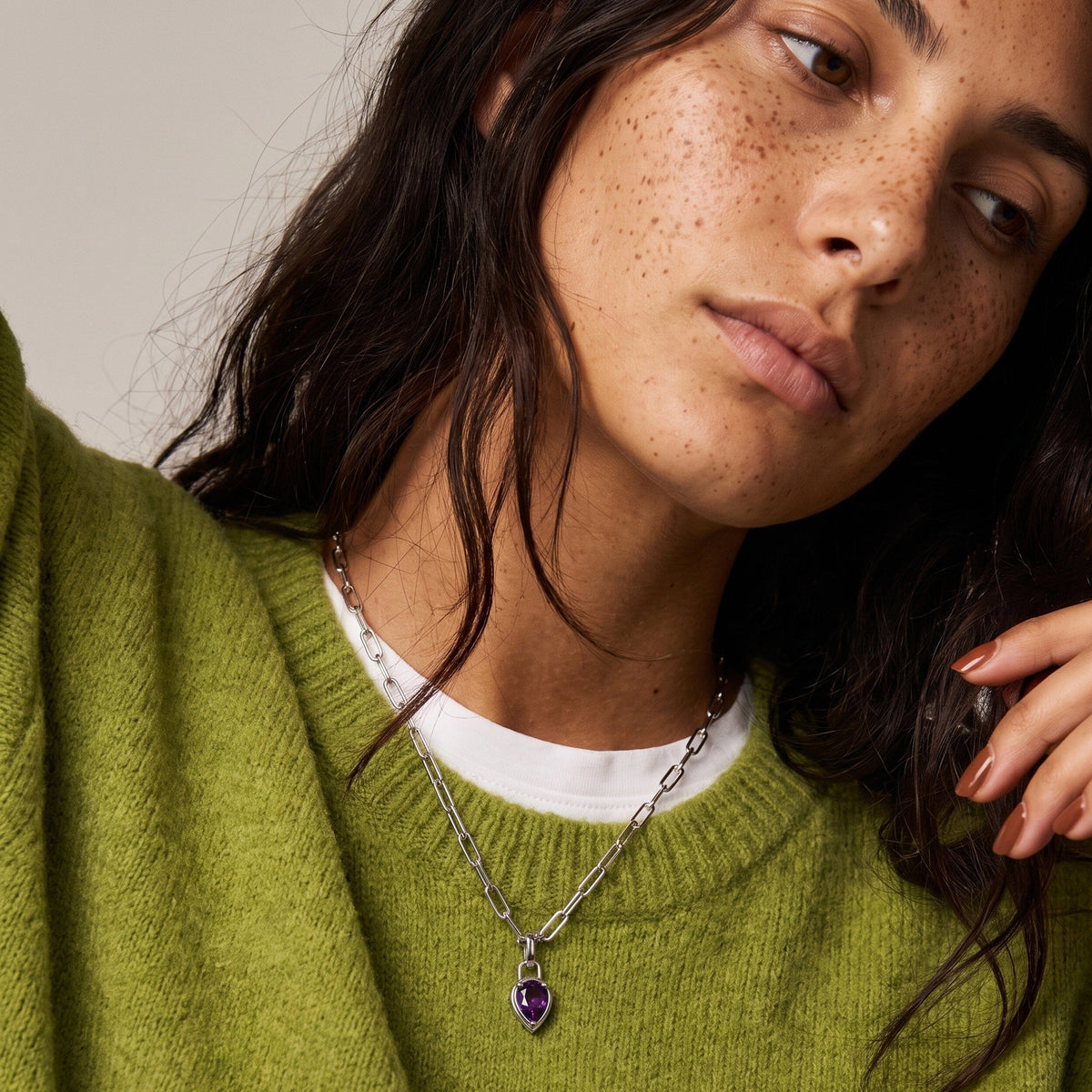Amethyst Talis Widelink Necklace - February Birthstone