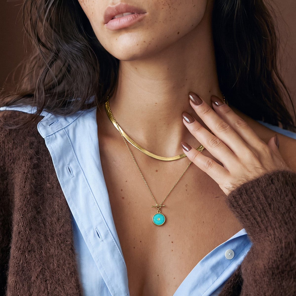 Amazonite T-Lock Sol & Herringbone Necklaces