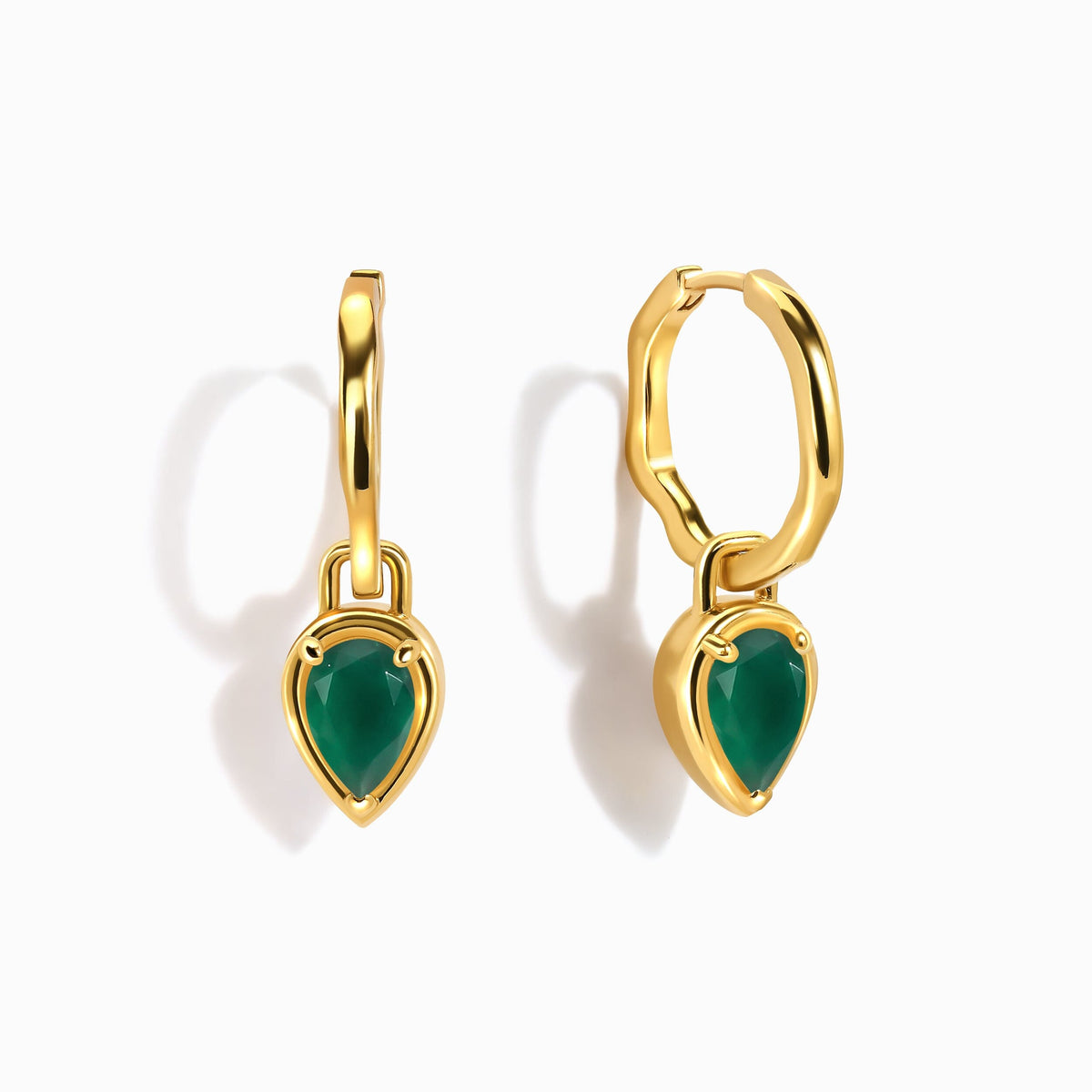 Green Onyx Talis Hoops - May Birthstone