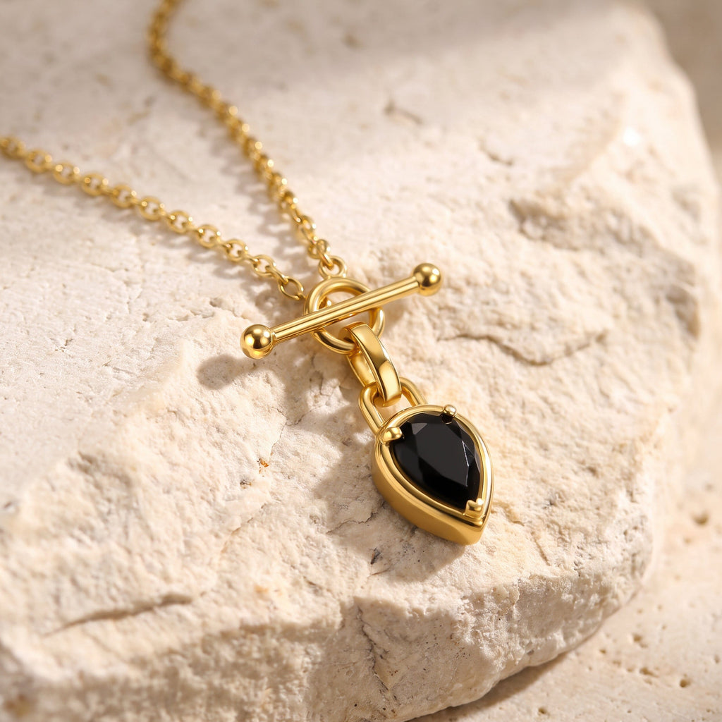 Black Onyx Talis T-Lock Necklace - December Birthstone