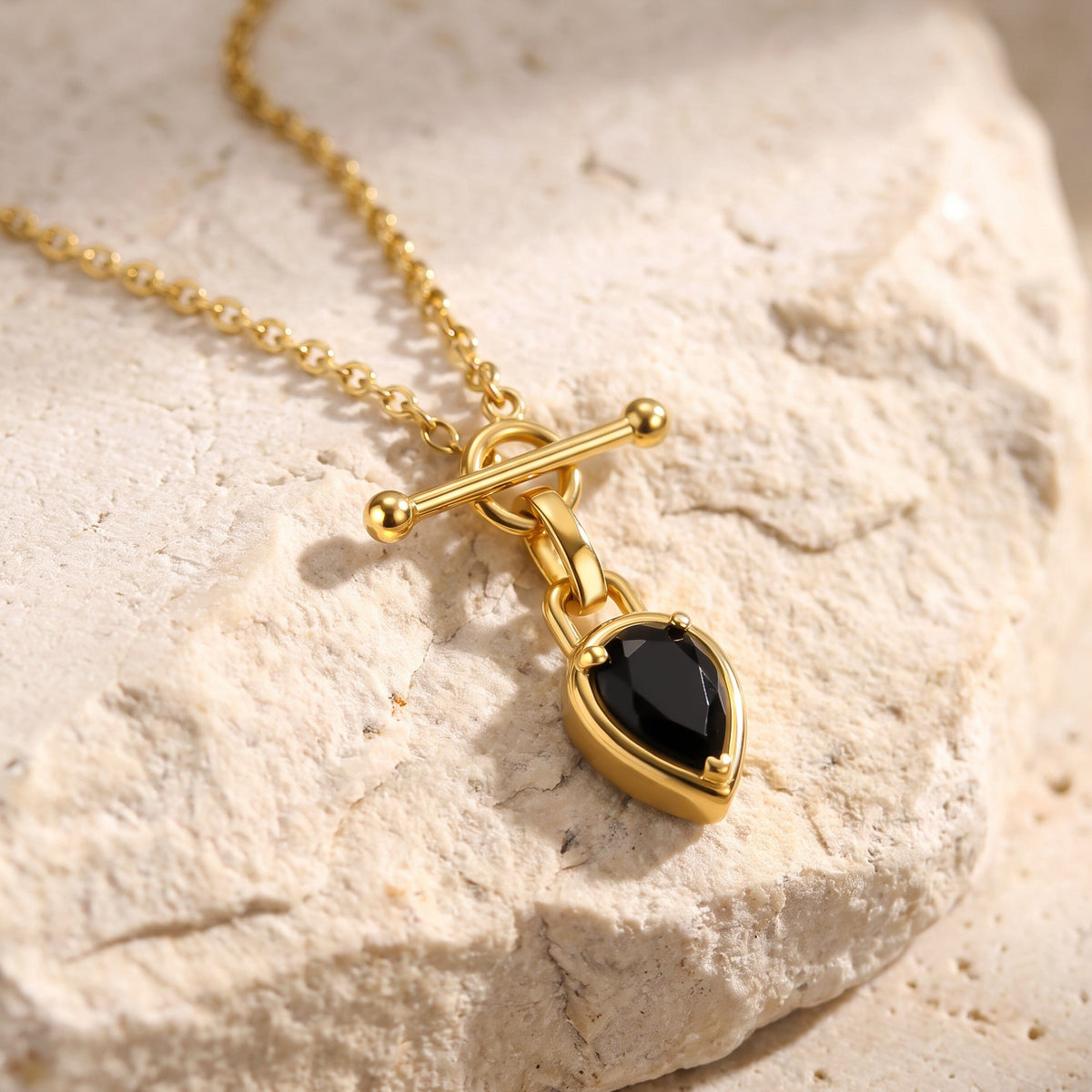 Black Onyx Talis T-Lock Necklace - December Birthstone