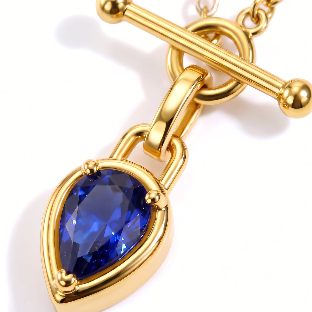 Blue Sapphire Talis T-Lock Necklace - September Birthstone