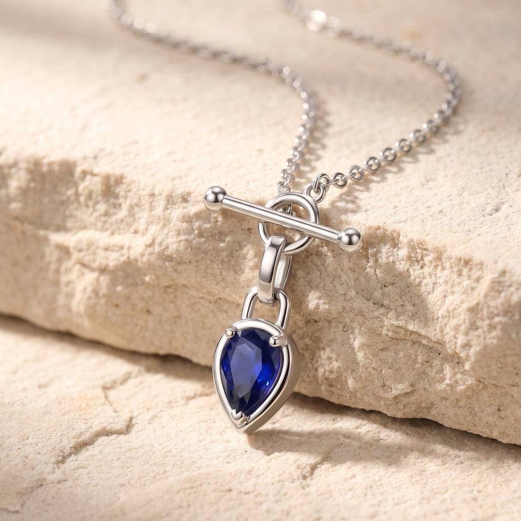 Blue Sapphire Talis T-Lock Necklace - September Birthstone
