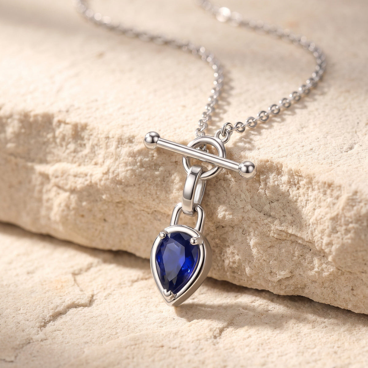 Blue Sapphire Talis T-Lock Necklace - September Birthstone