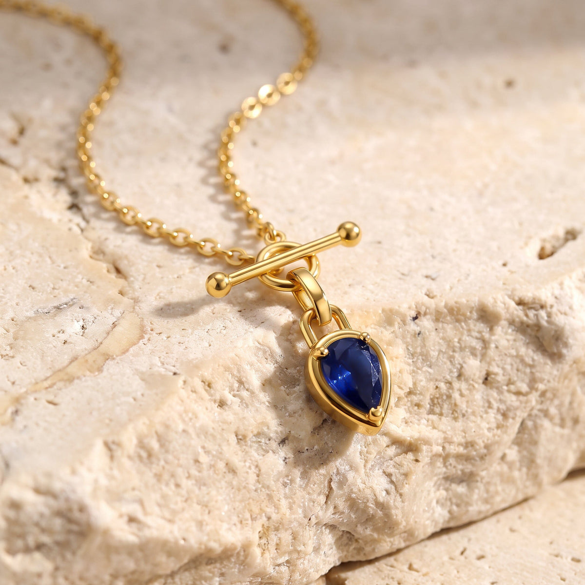 Blue Sapphire Talis T-Lock Necklace - September Birthstone