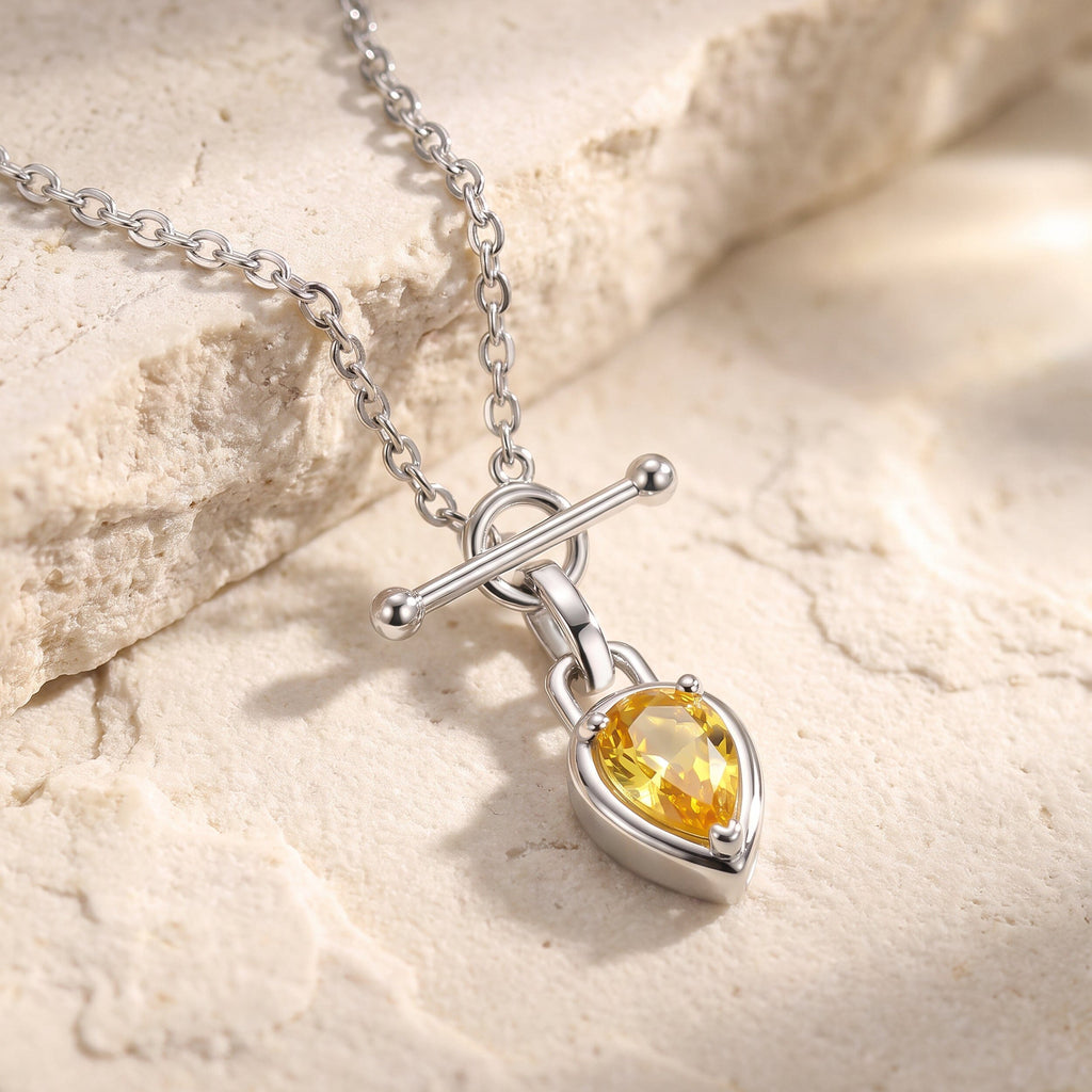 Citrine Talis T-Lock Necklace - November Birthstone