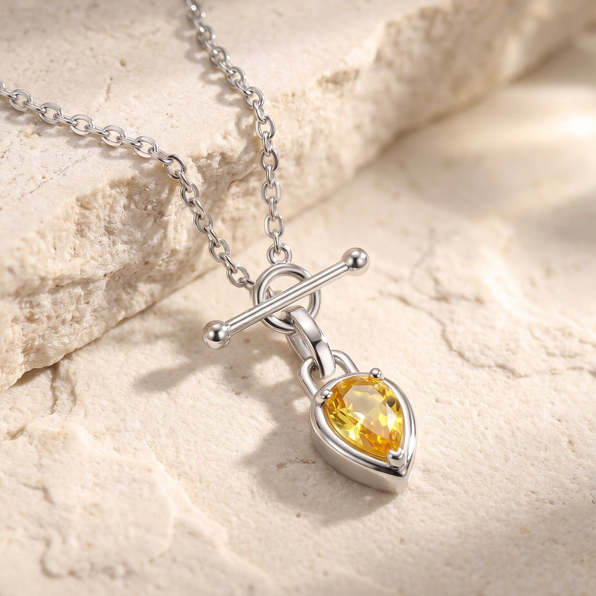 Citrine Talis T-Lock Necklace - November Birthstone