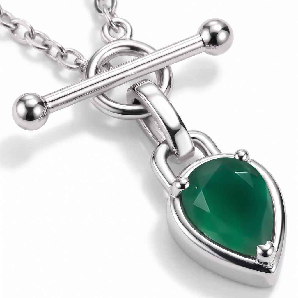 Green Onyx Talis T-Lock Necklace - May Birthstone