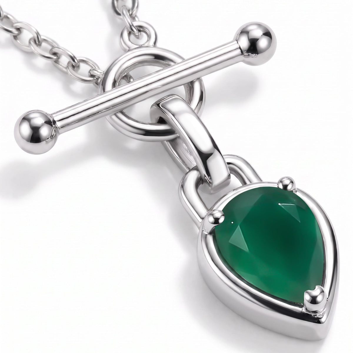 Green Onyx Talis T-Lock Necklace - May Birthstone