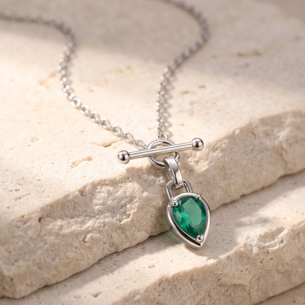 Green Onyx Talis T-Lock Necklace - May Birthstone