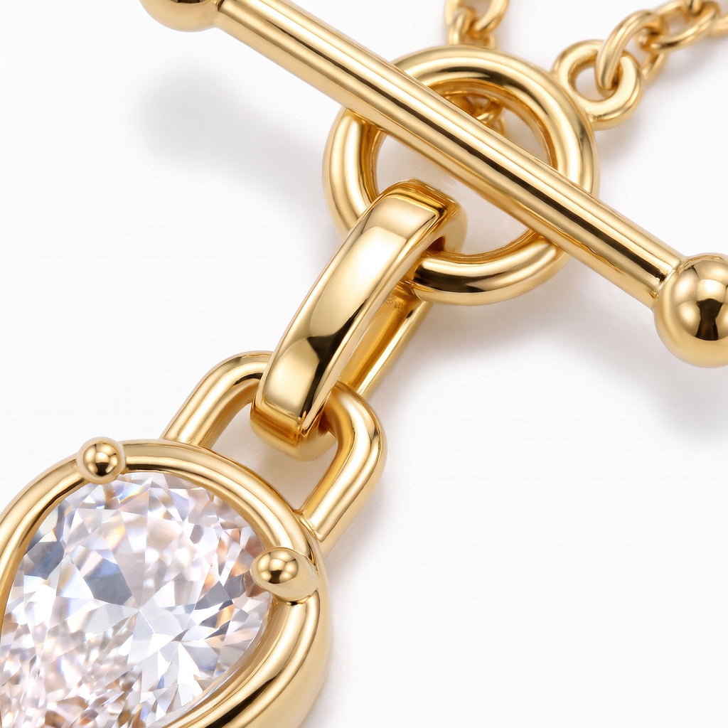 White Topaz Talis T-Lock Necklace - April Birthstone