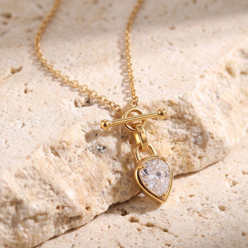 White Topaz Talis T-Lock Necklace - April Birthstone