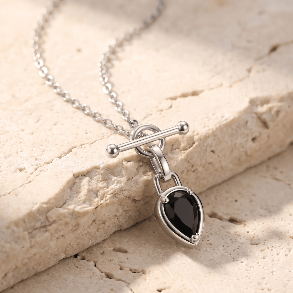 Black Onyx Talis T-Lock Necklace - December Birthstone