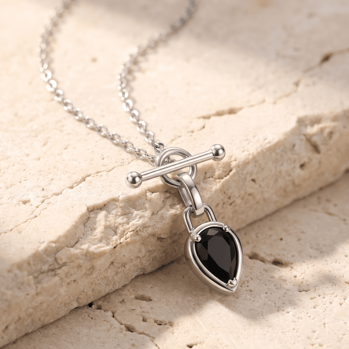 Black Onyx Talis T-Lock Necklace - December Birthstone