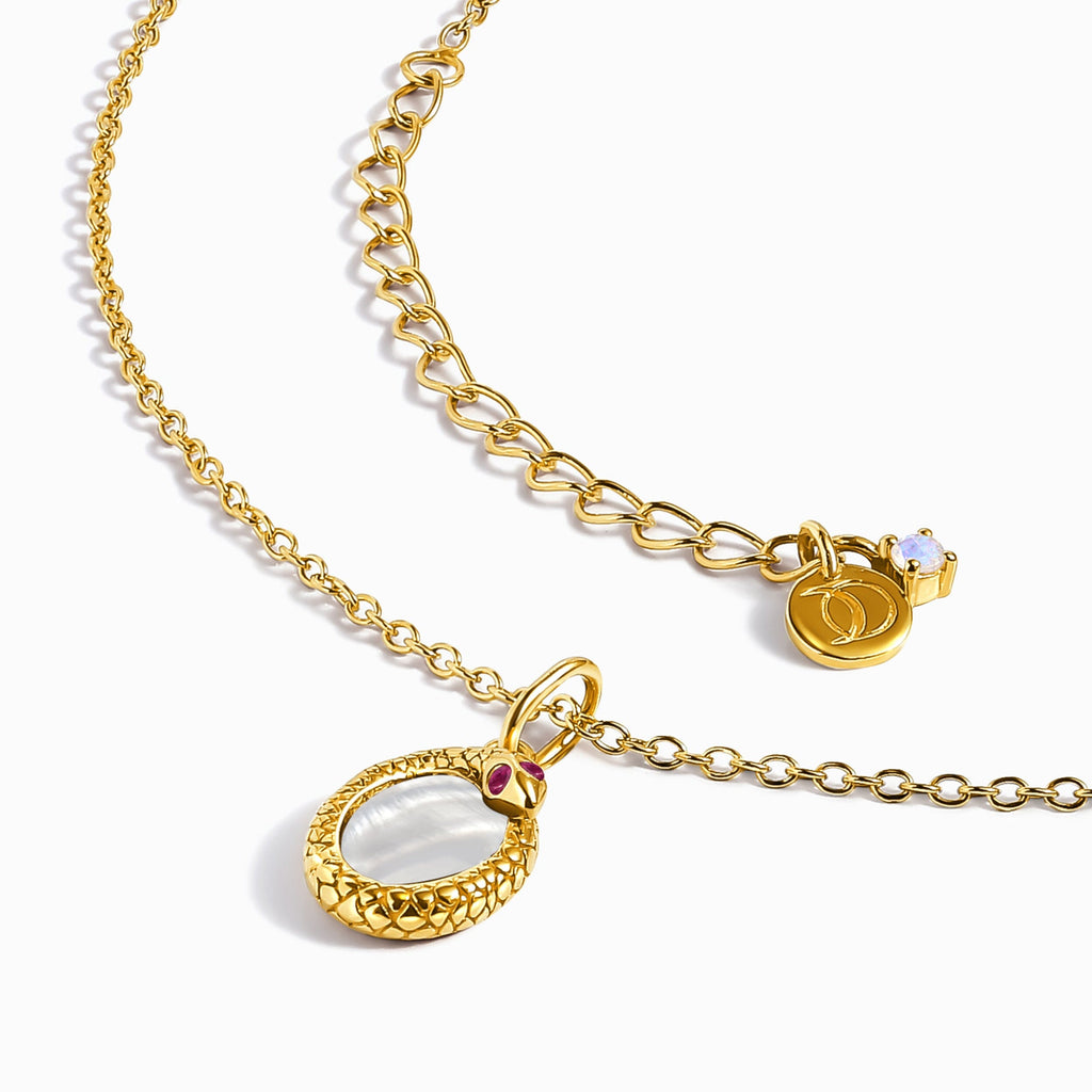 Mother of Pearl Ruby Necklace - Serpent