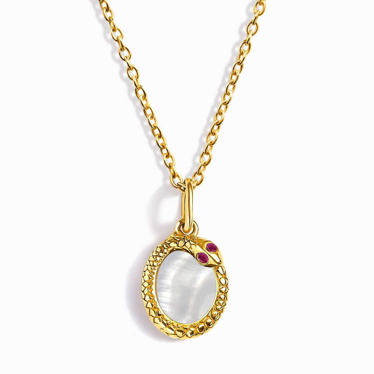Mother of Pearl Ruby Necklace - Serpent