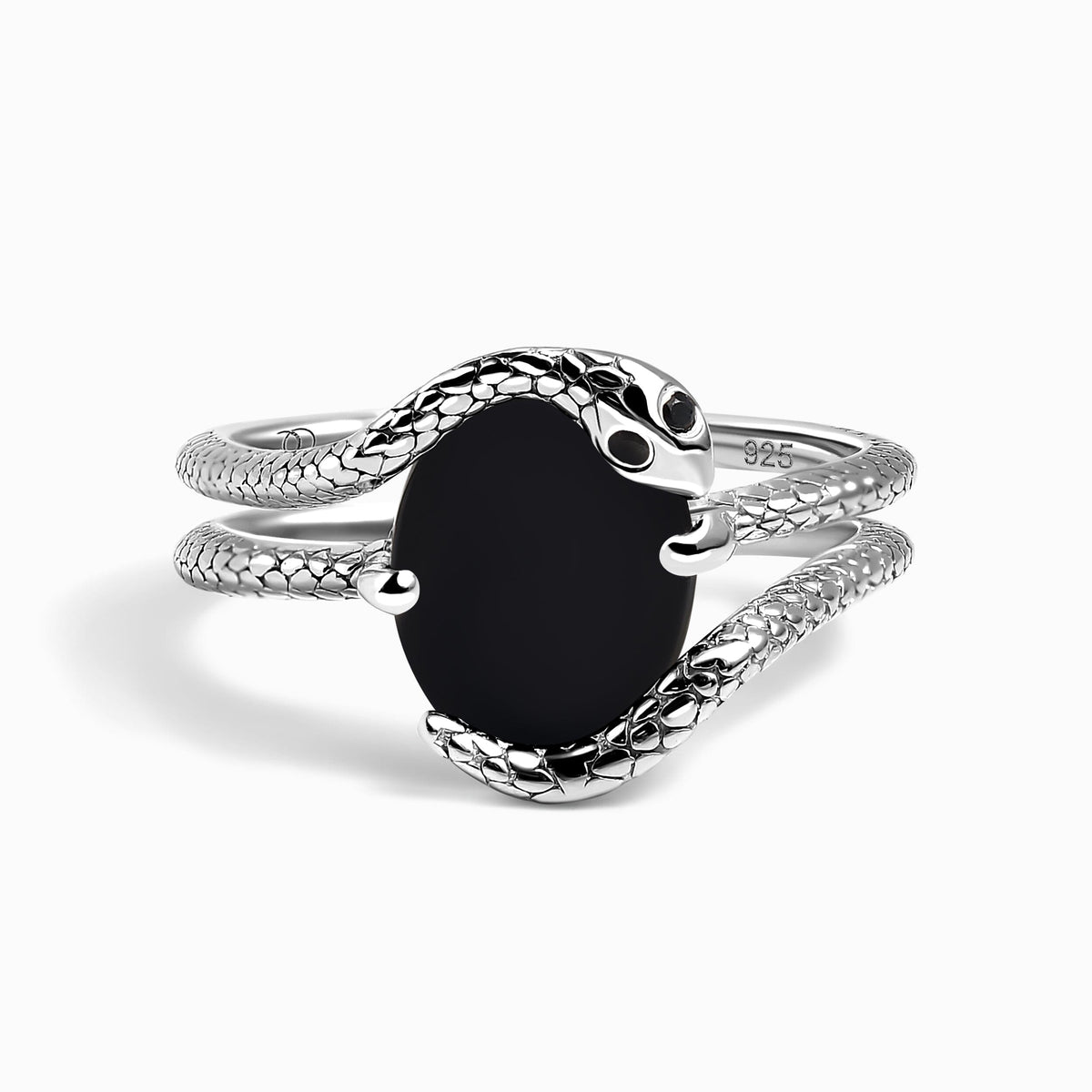 Black Onyx Black Diamond Ring - Serpent