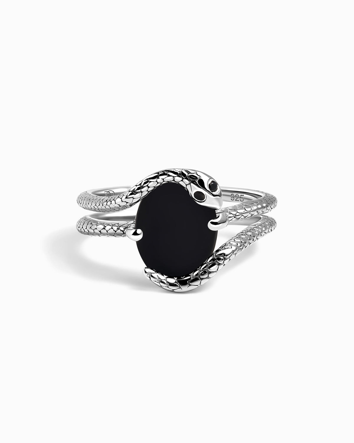 Black Onyx Black Diamond Ring - Serpent