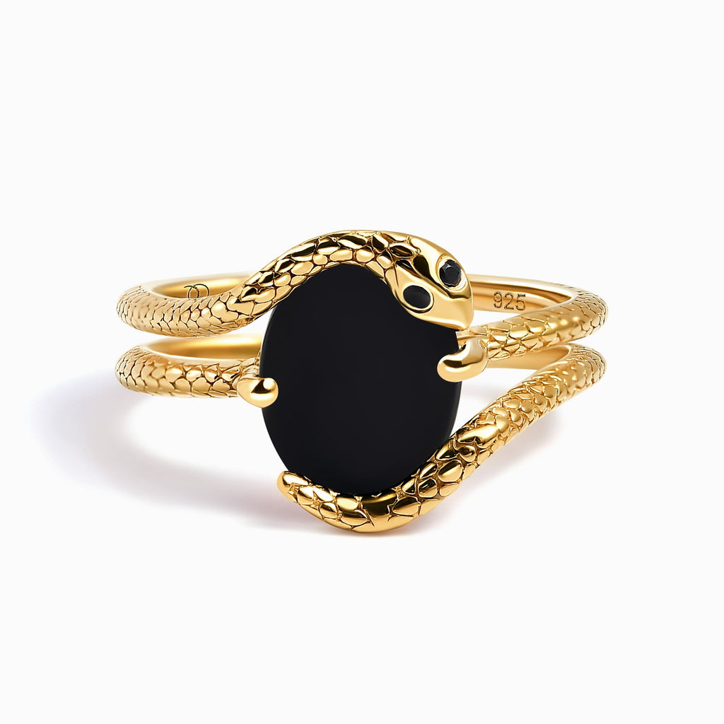 Black Onyx Black Diamond Ring - Serpent