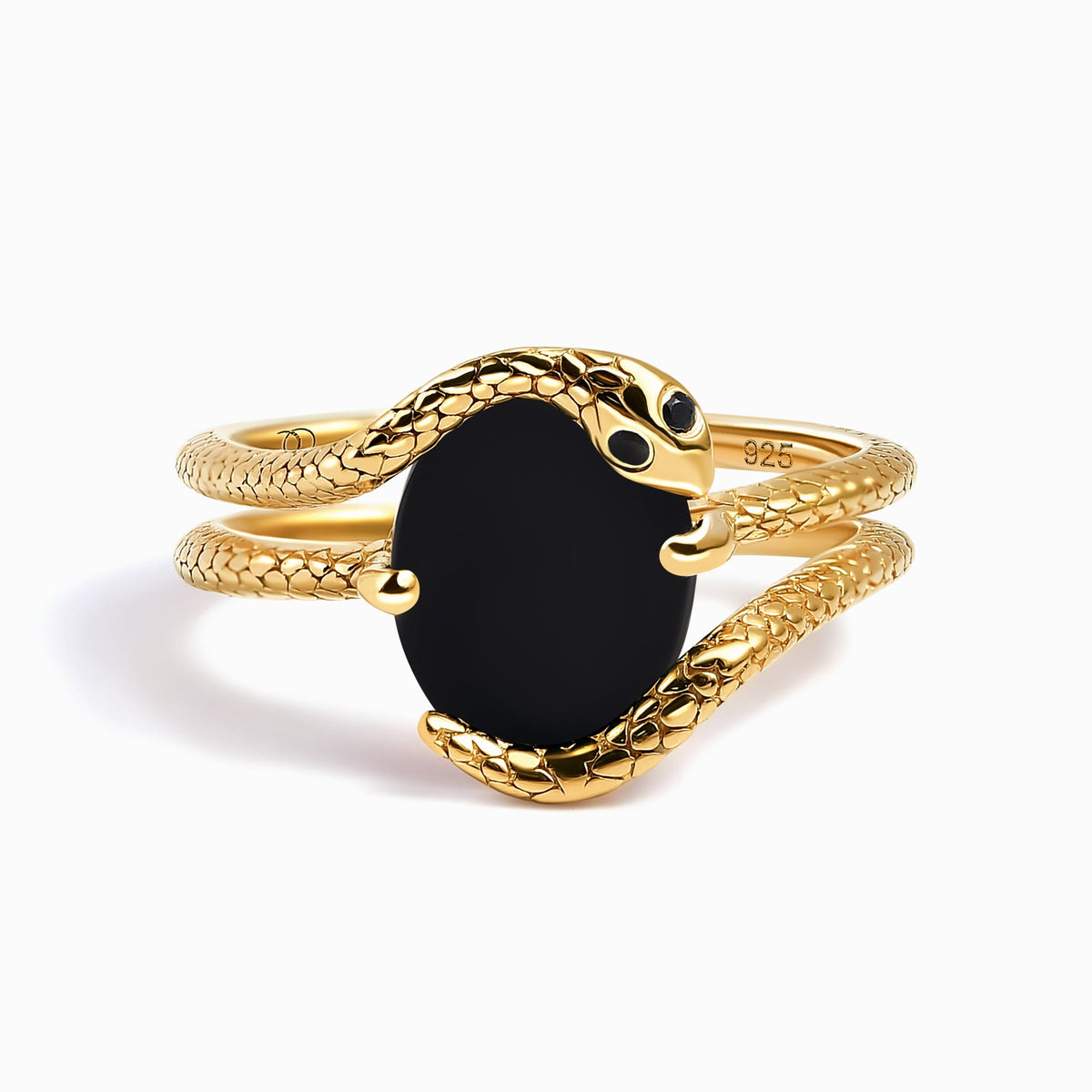 Black Onyx Black Diamond Ring - Serpent