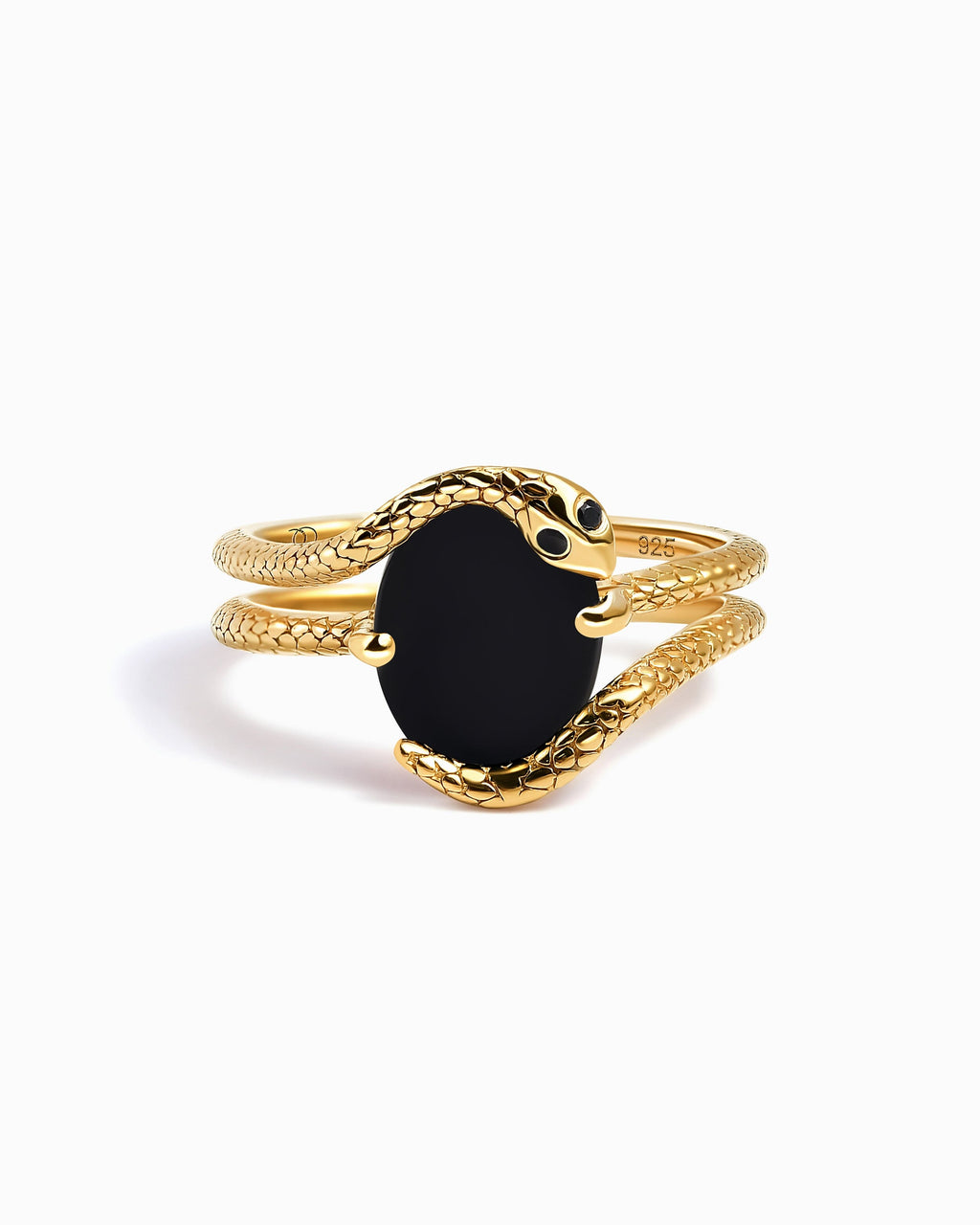 Black Onyx Black Diamond Ring - Serpent