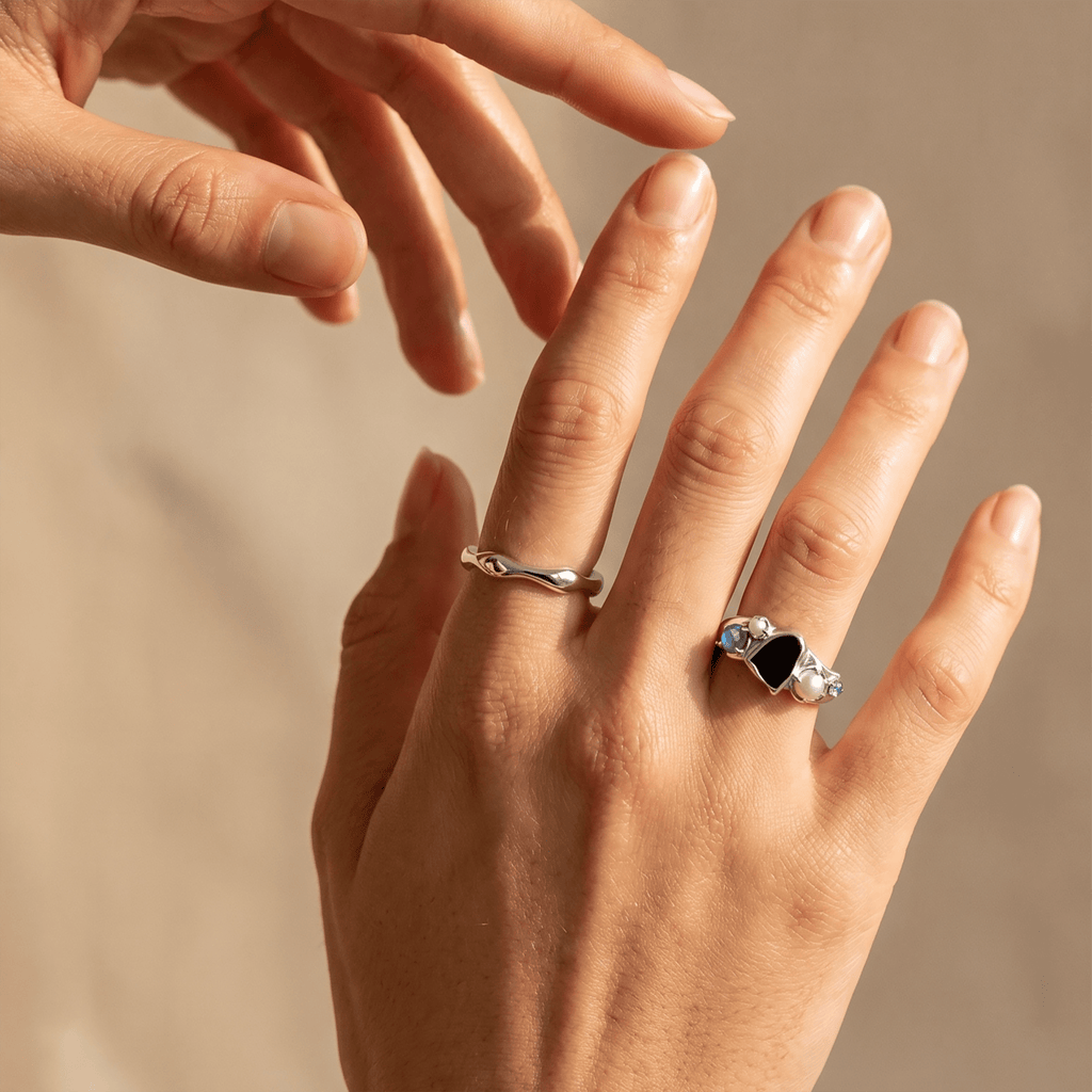 Black Obsidian Heirloom & Magma Rings