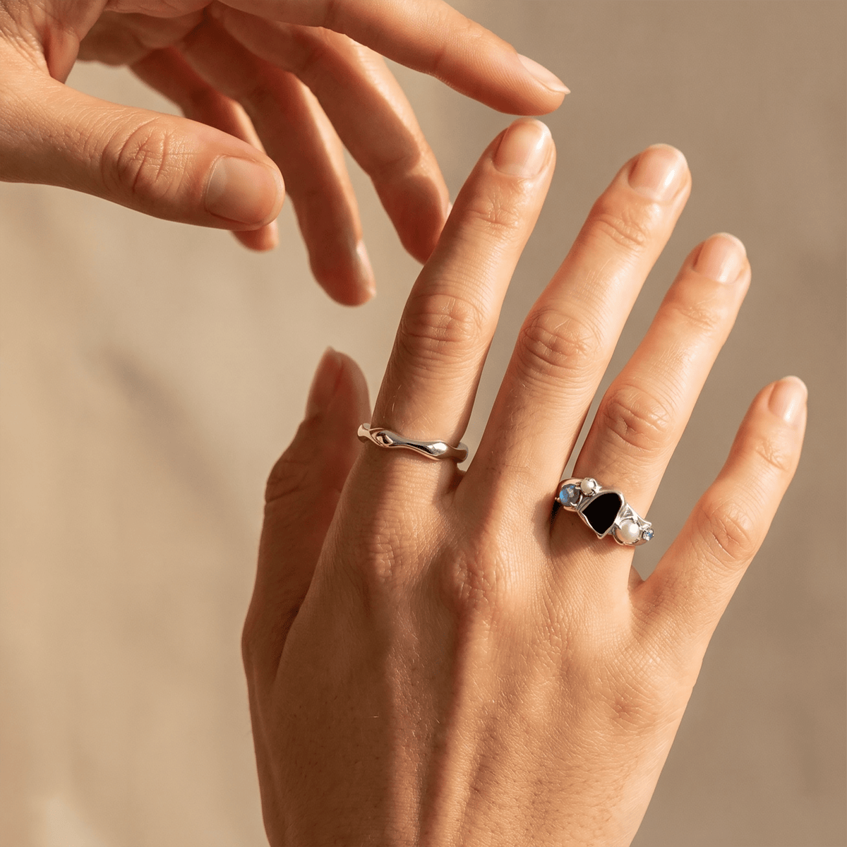 Black Obsidian Heirloom & Magma Rings