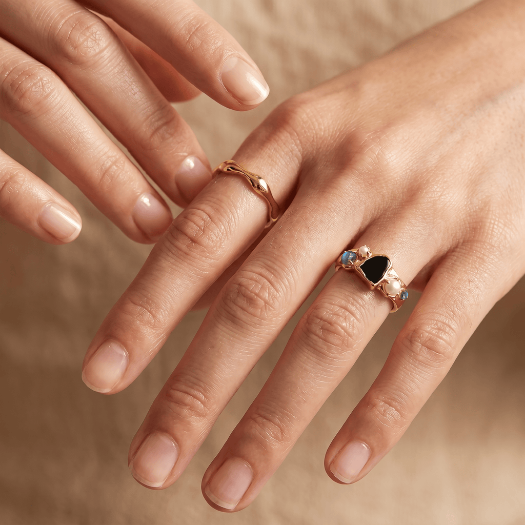 Black Obsidian Heirloom & Magma Rings