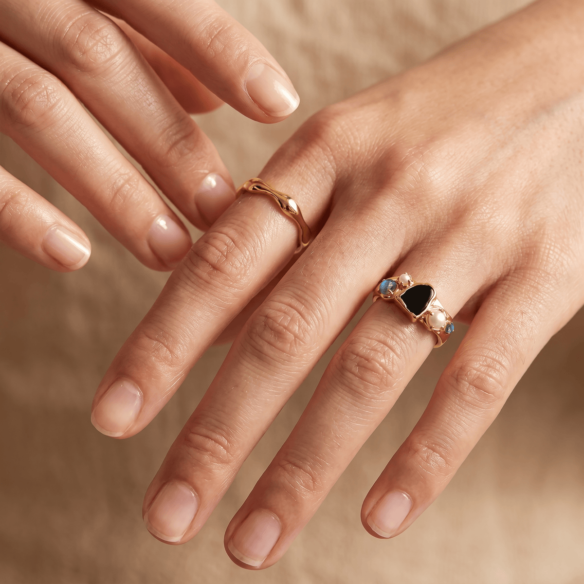 Black Obsidian Heirloom & Magma Rings