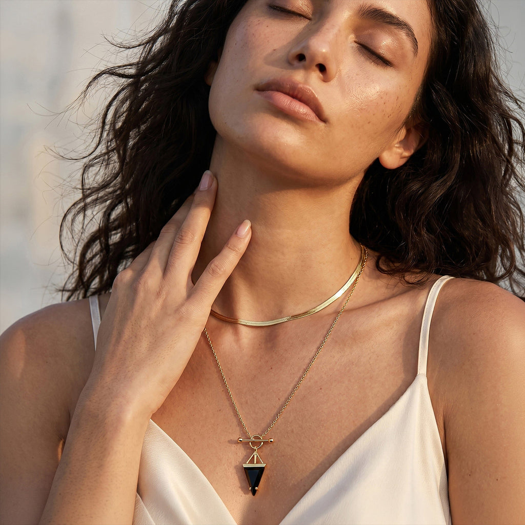 Black Obsidian Heroine & Herringbone Necklaces