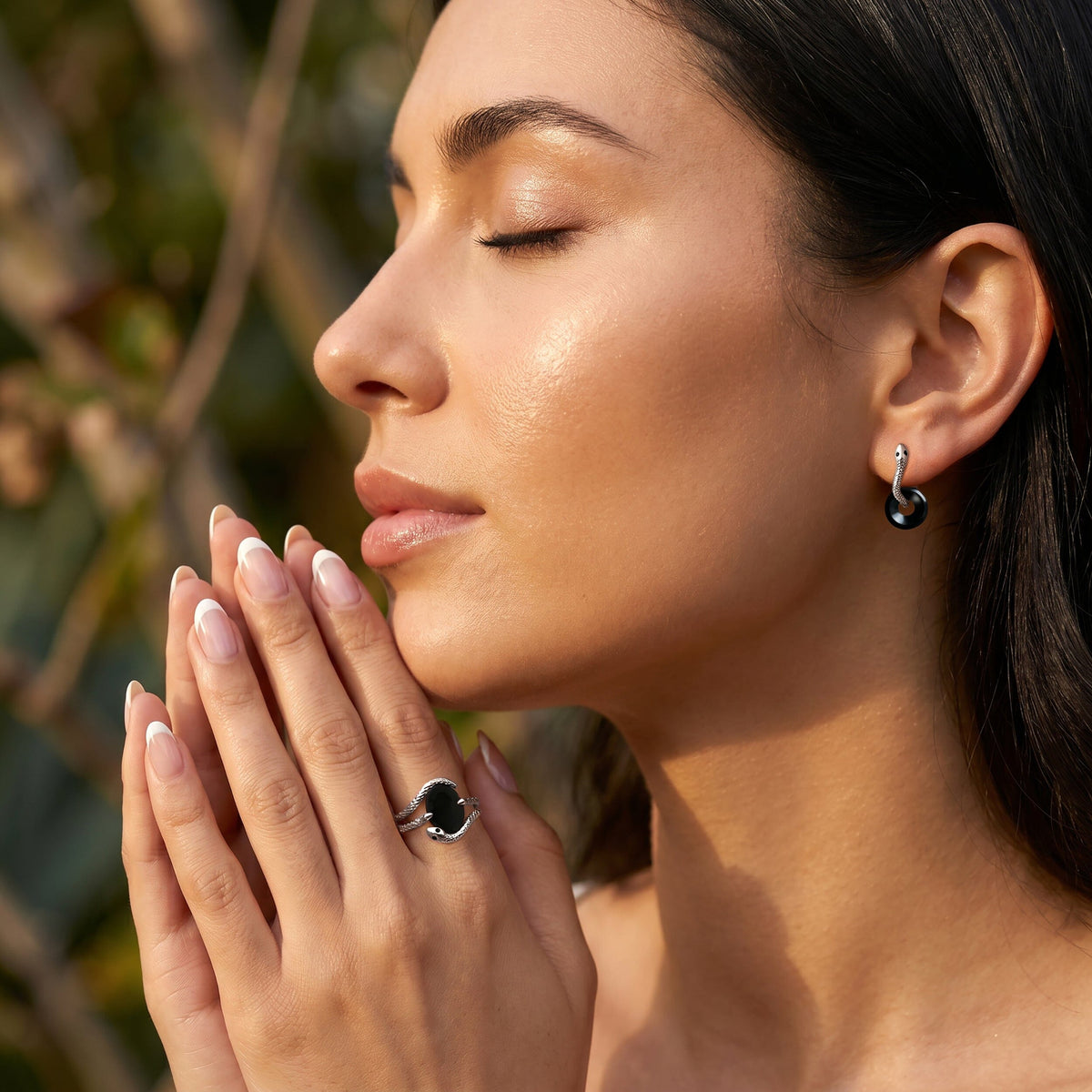 Black Obsidian Earrings - Serpent